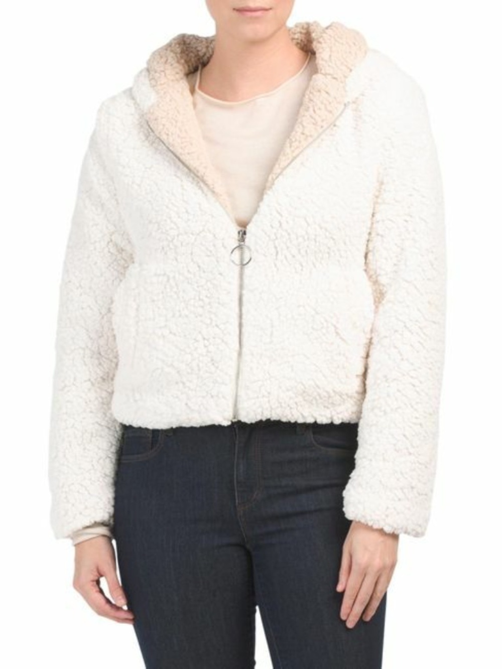 Me Jane Tan Cream Teddy Sherpa Jacket Junior Size 14 Beige Faux Fur Winter